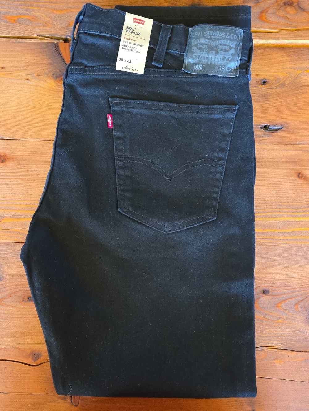 NWT Black 502 Taper Levi's Flex Jeans 38x32